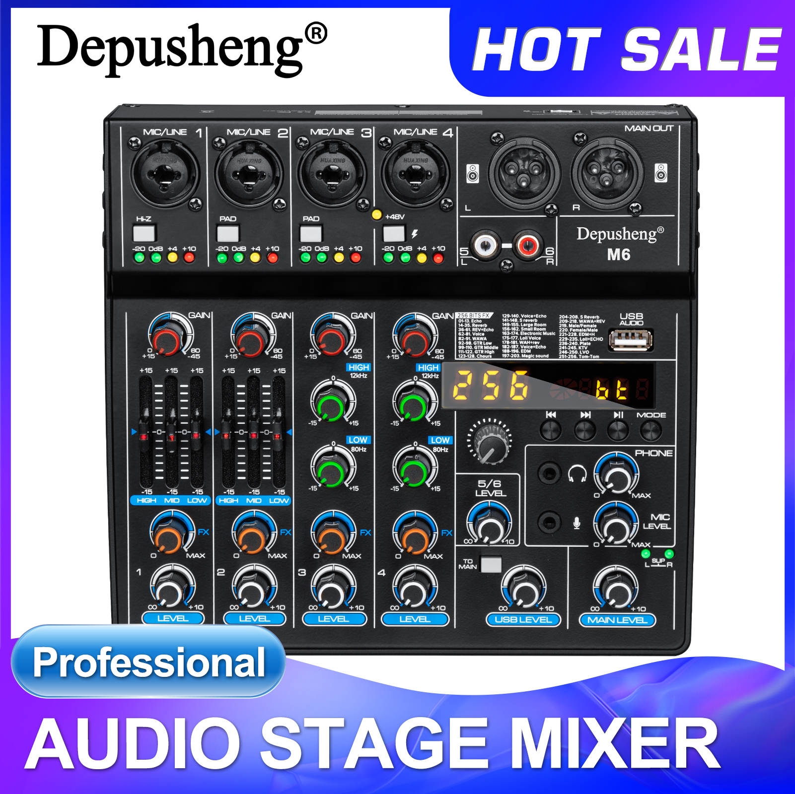 Audio Mixer 4 Channel - 6 Channels Sound Mixing Console Depusheng