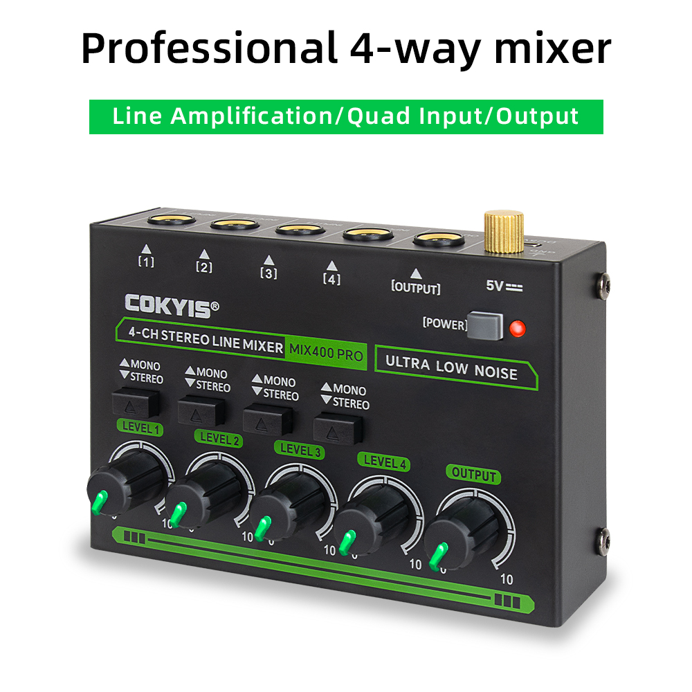 Audio Mixer 4 Channel - Mix400 Pro 4 Channel Professional Sound