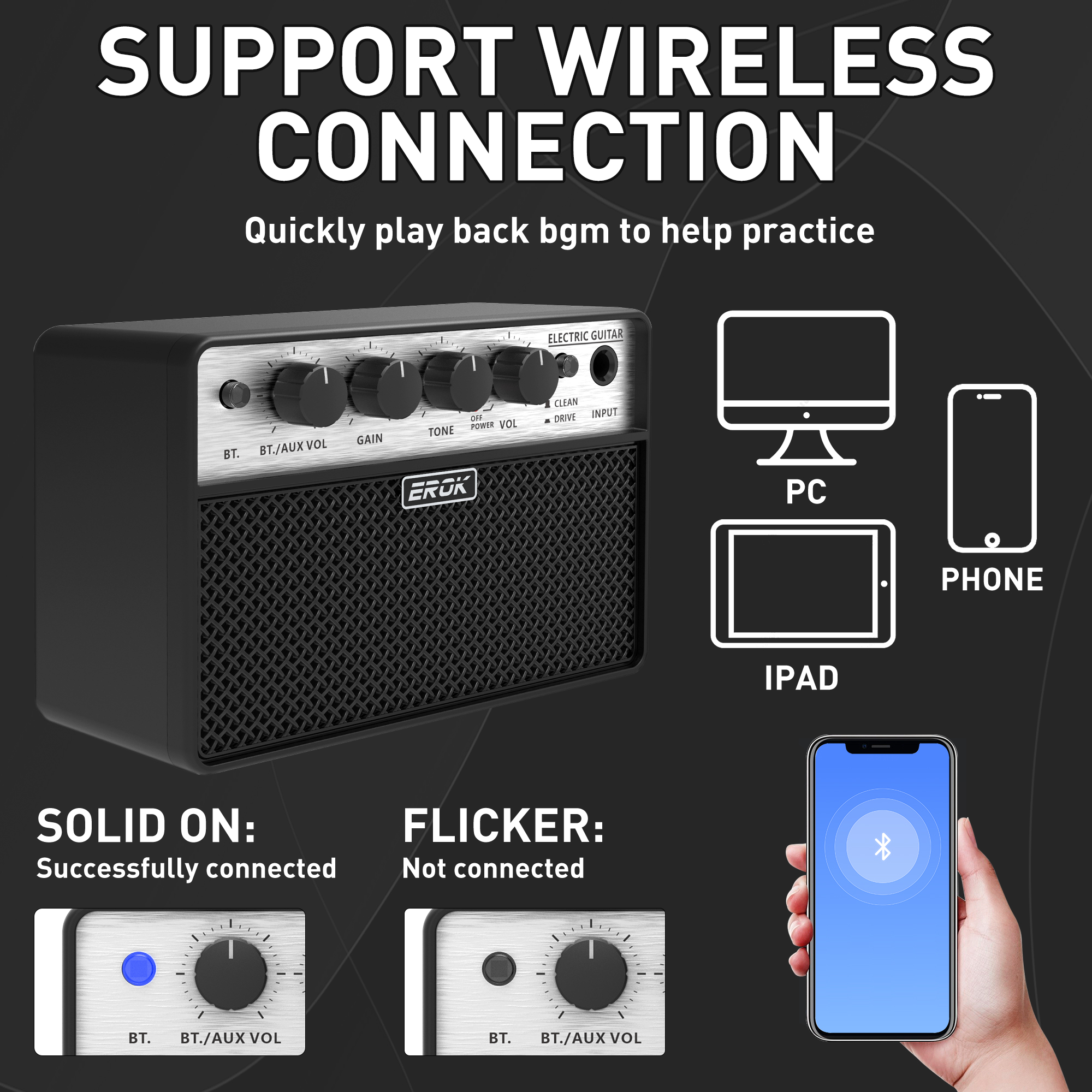 Portable Amplifier Mini - EROK Mini Bluetooth Guitar Amplifier Portable
