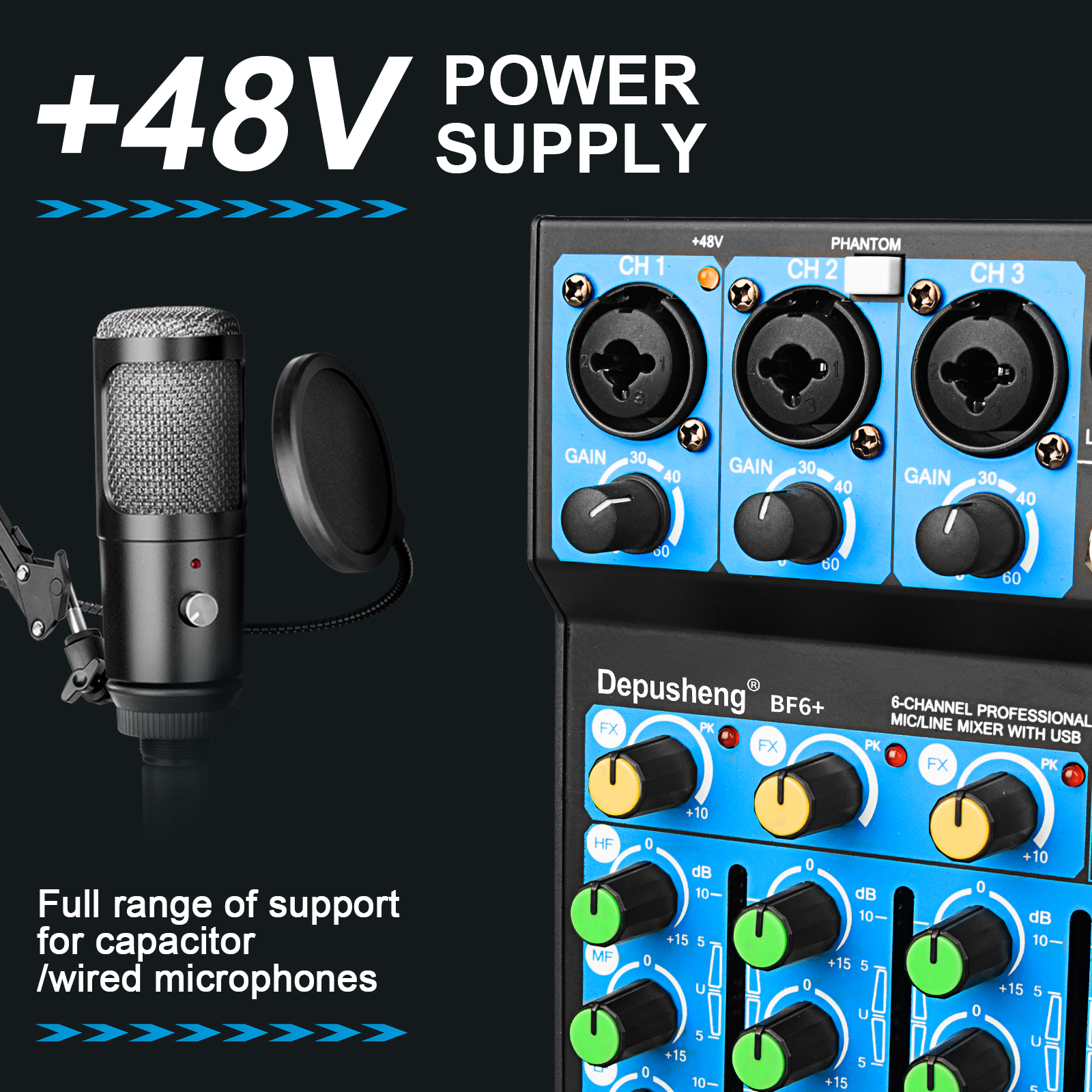 5 Channel USB Mixer Depusheng  - Audio Mixer 4 Channel review and price