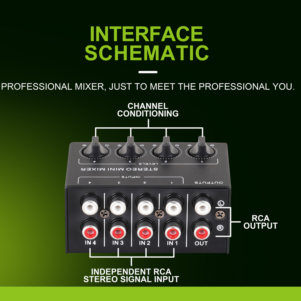 Professional Stereo 4 Channel  - Audio Mixer 4 Channel review and price