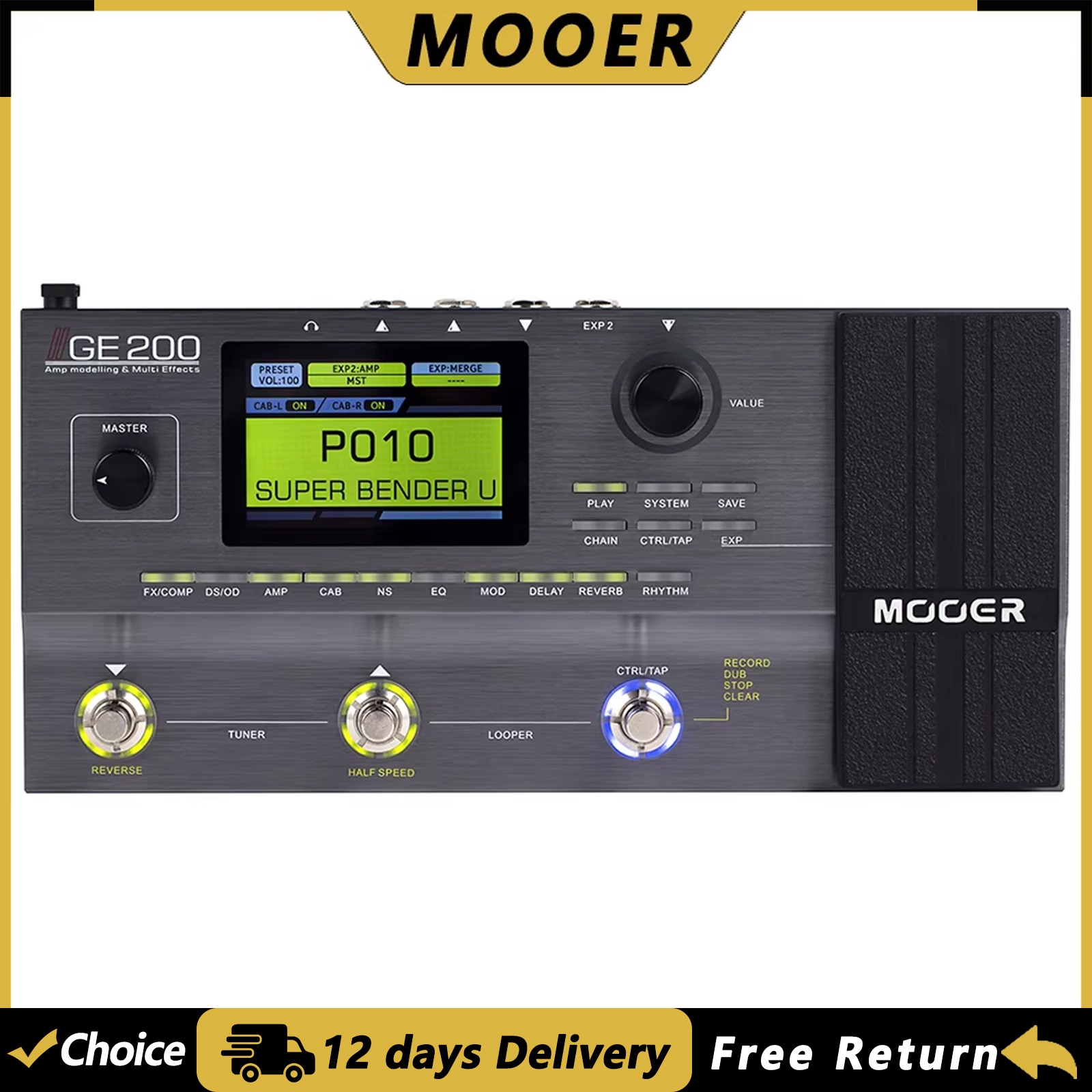 MOOER GE200 Guitar Amp Modelli - Looper Pedal Guitar review and price