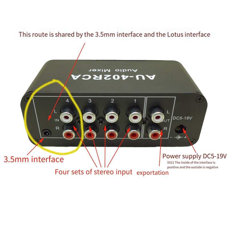 AU-402RCA Stereo Audio Mixer M - Audio Mixer 4 Channel review and price
