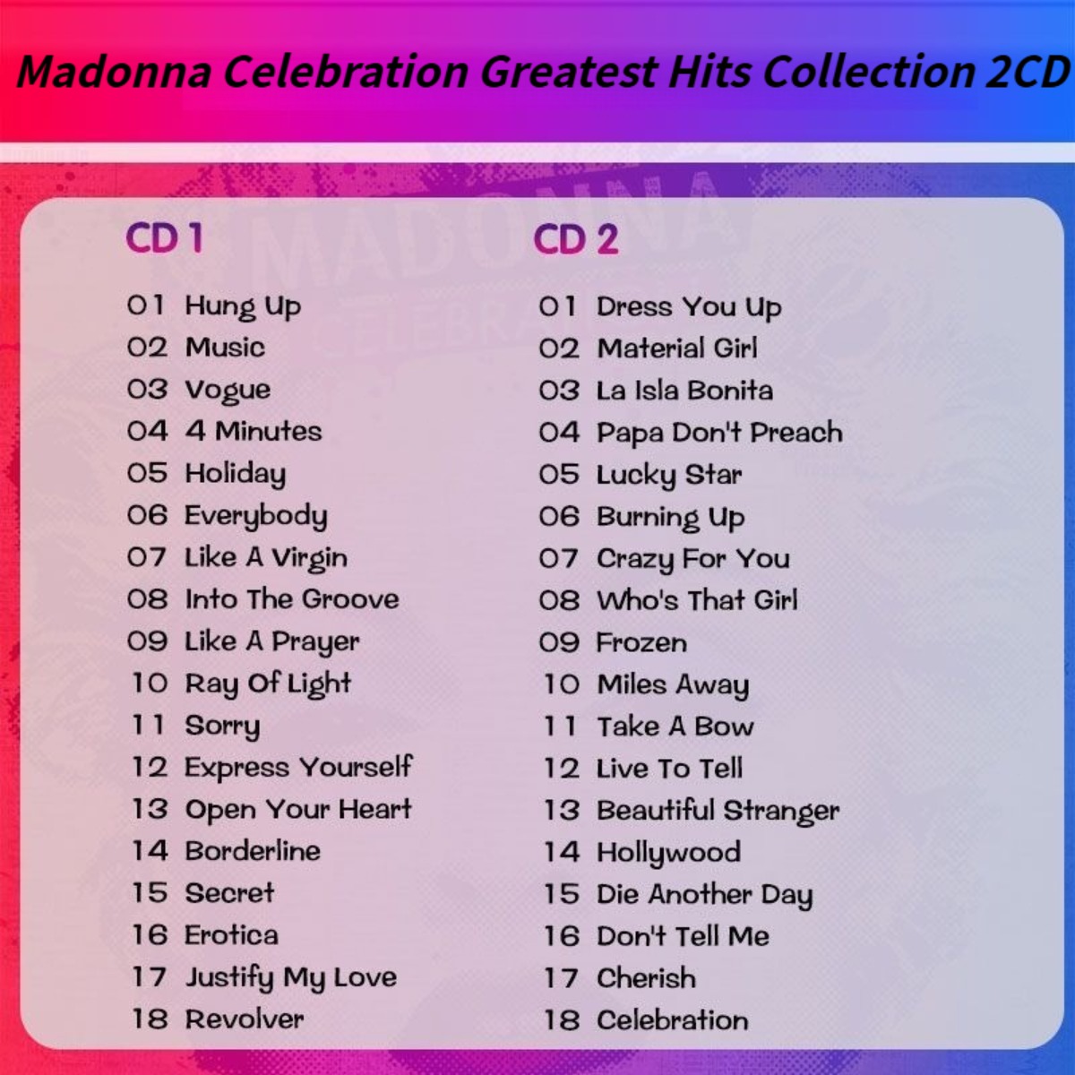 Madonna Celebration The Ultima - Audio Music Cd review and price