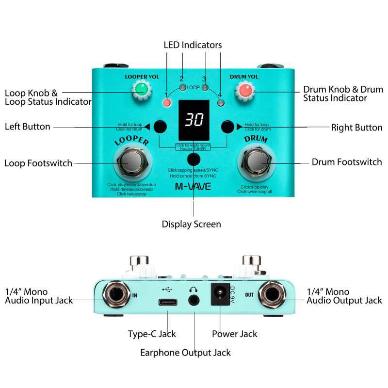M-VAVE Guitar Effect Pedal Dru - Looper Pedal Guitar review and price