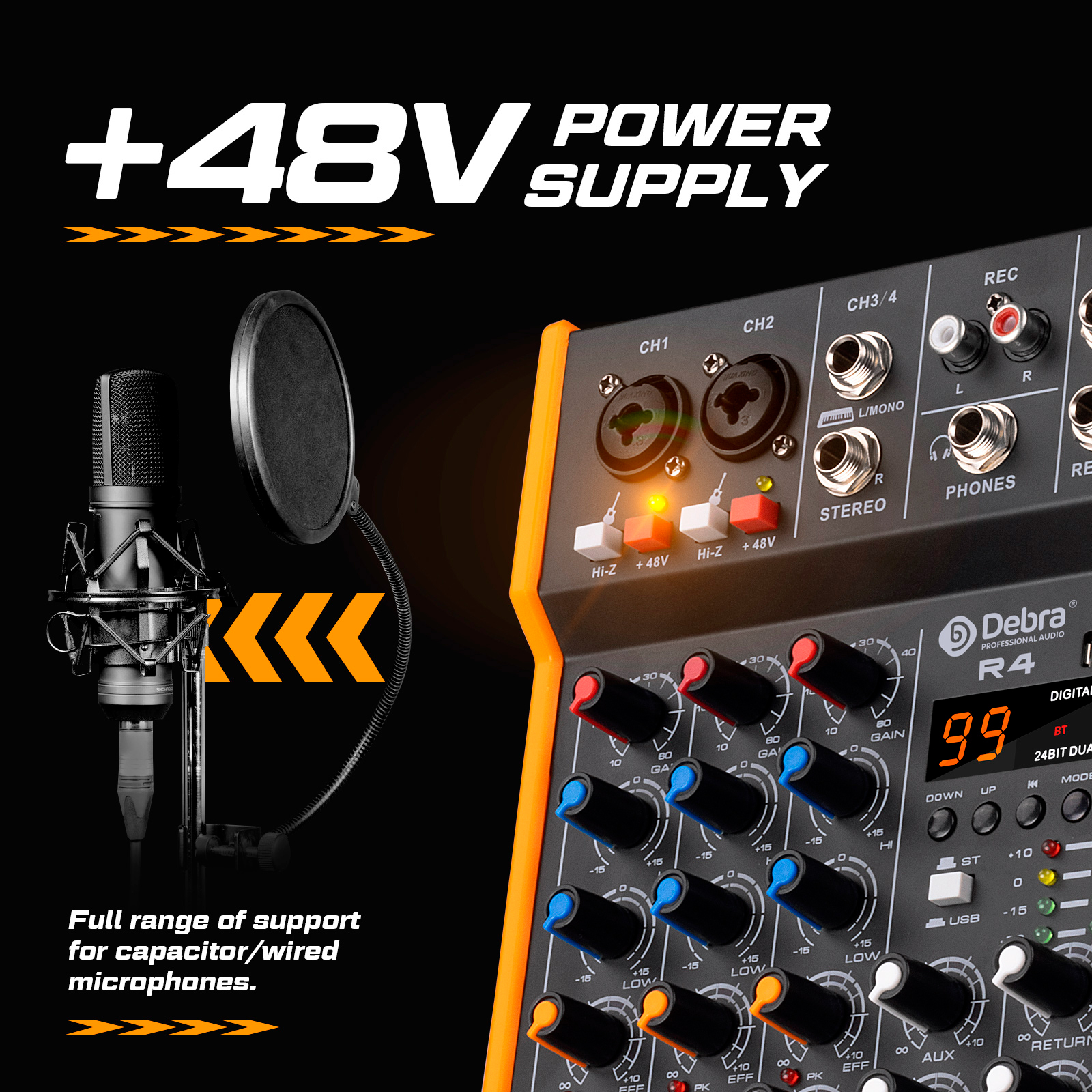 Debra R6 6-channel reverb tune - Audio Mixer 4 Channel review and price