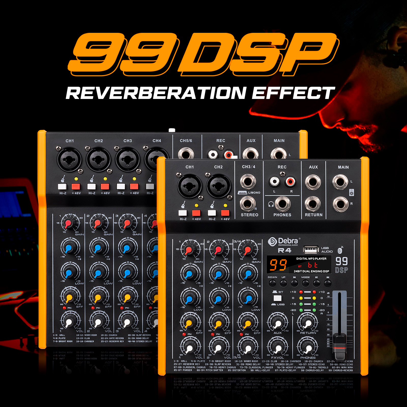 Debra R6 6-channel reverb tune - Audio Mixer 4 Channel review and price