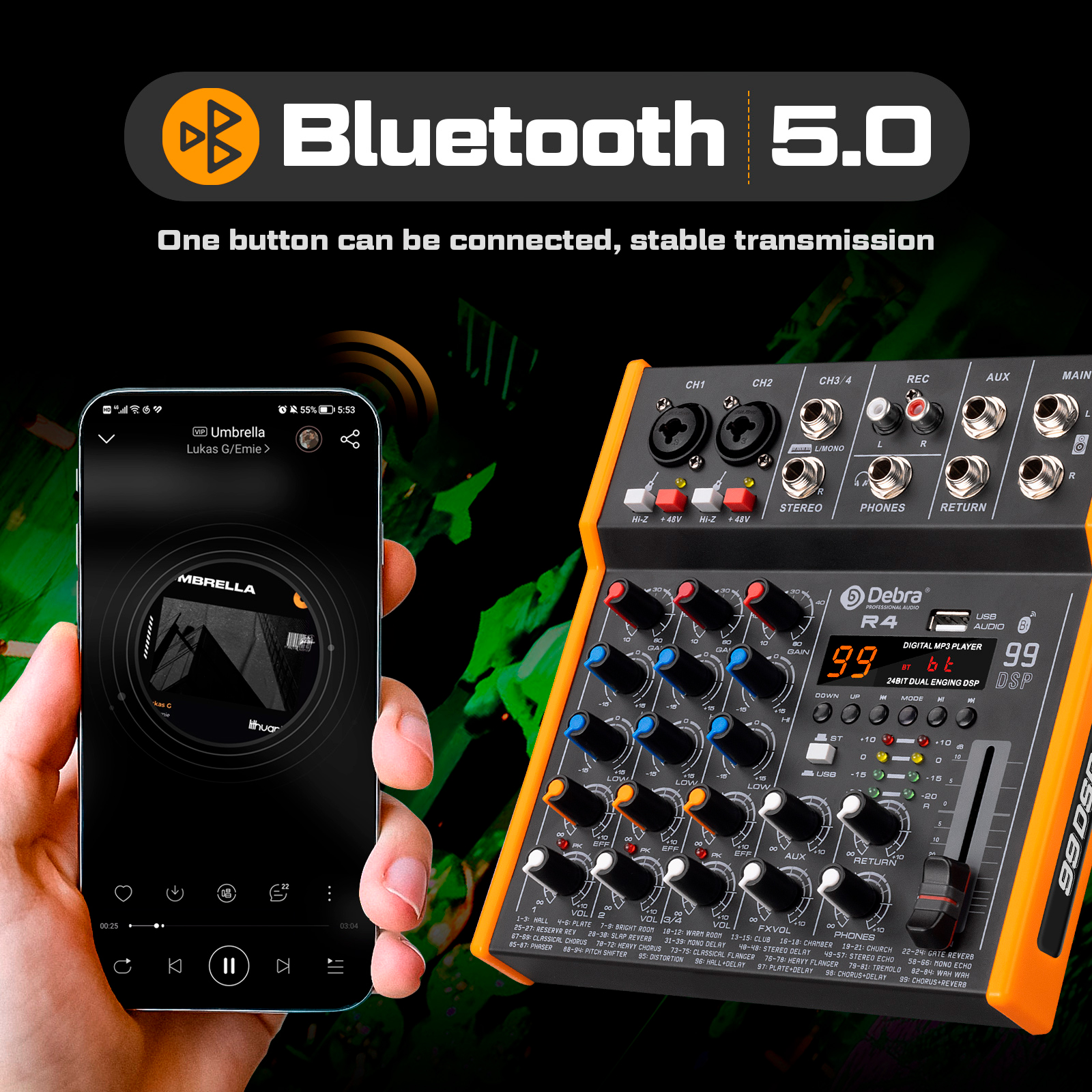 Debra R6 6-channel reverb tune - Audio Mixer 4 Channel review and price