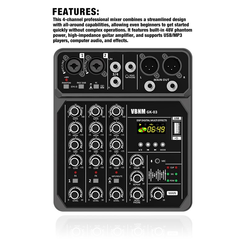 FULL-USB/MP3 Player For Karaok - Audio Mixer 4 Channel review and price